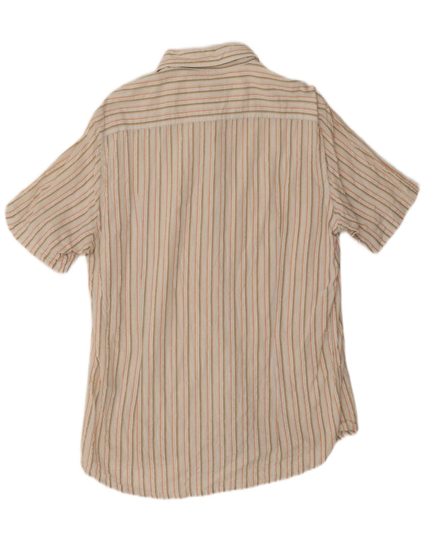 Kappa Mens Short Sleeve Shirt XL White Striped Cotton
