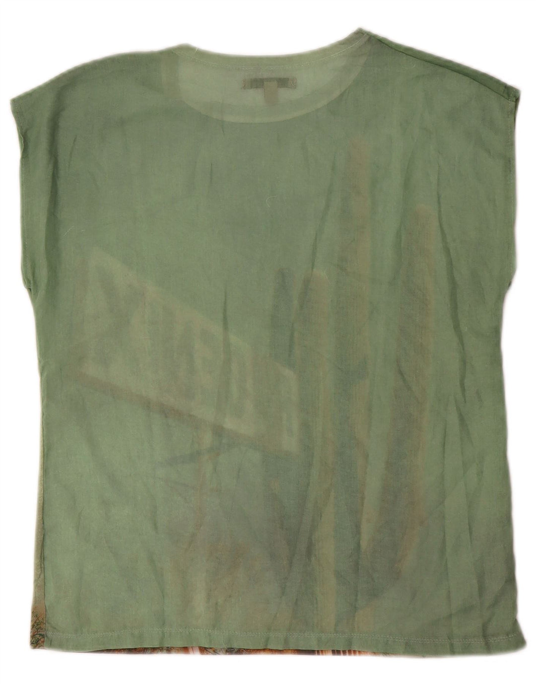ZARA Womens Trafaluc Oversized Graphic Vest Top UK 10 Small Green