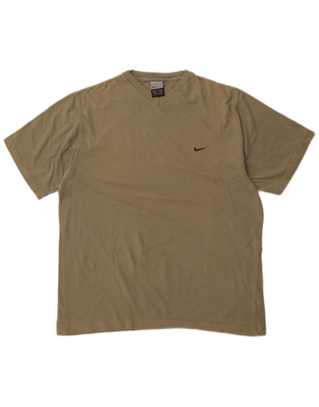 NIKE Mens T-Shirt Top UK 39/41 Medium Khaki Cotton