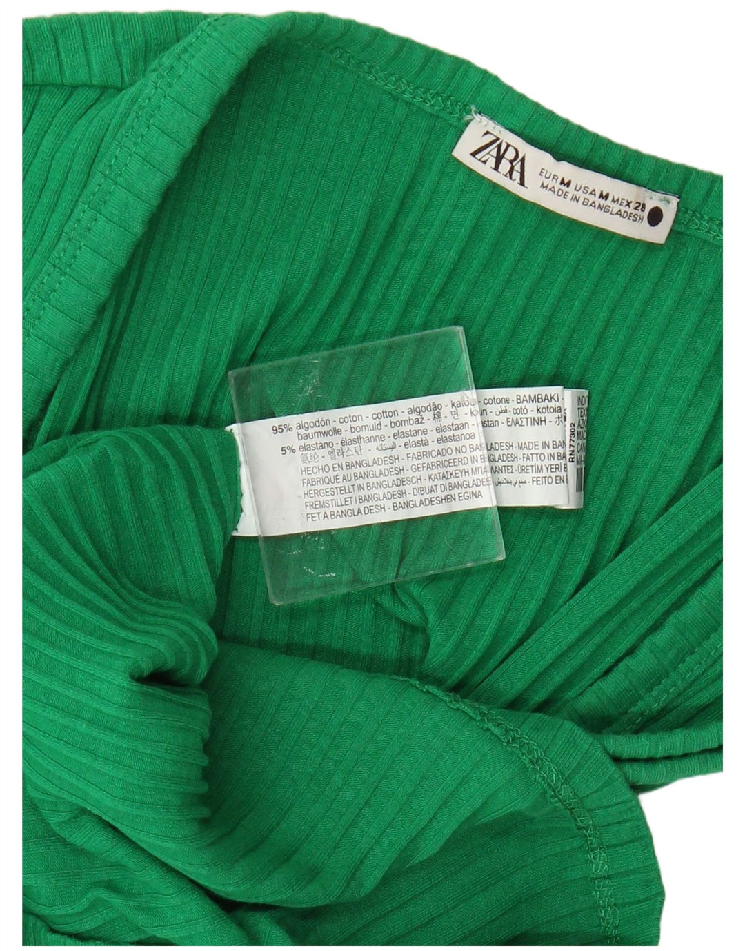 Zara Womens Vest Top UK 12 Medium Green Cotton