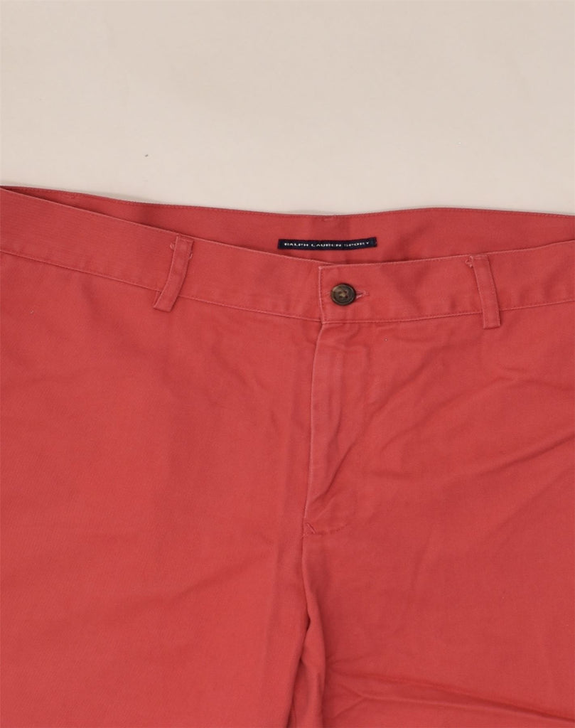 RALPH LAUREN Womens Straight Capri Trousers US 12 Large W32 Red Cotton | Vintage Ralph Lauren | Thrift | Second-Hand Ralph Lauren | Used Clothing | Messina Hembry 