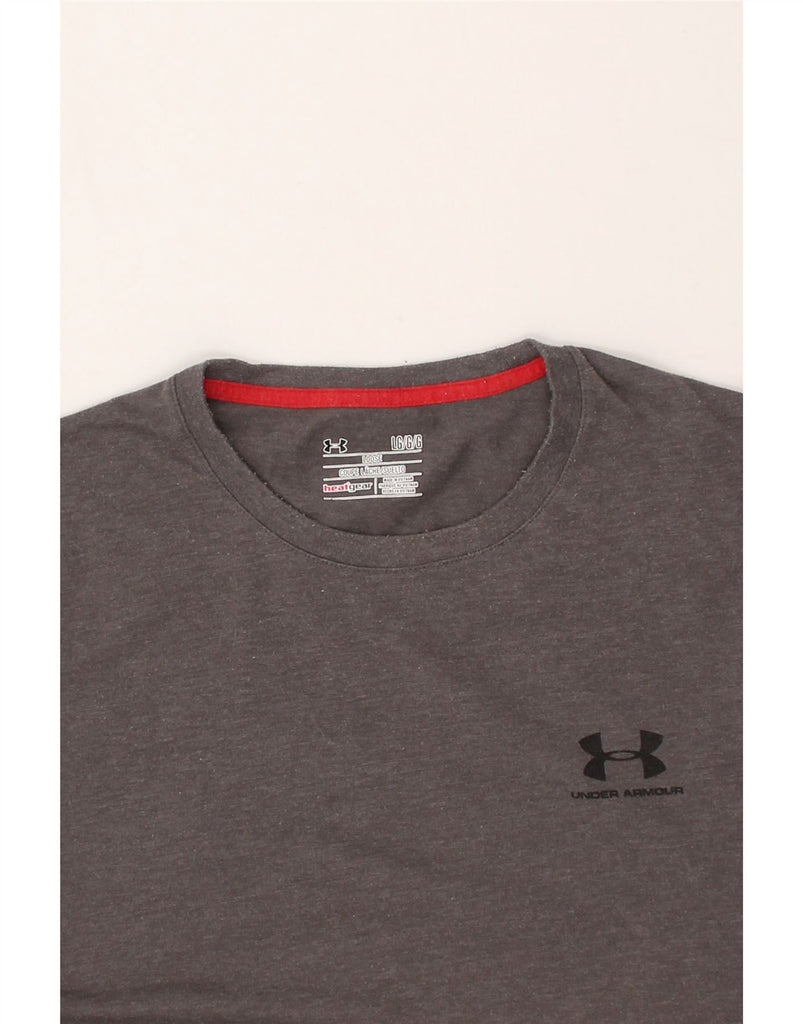 UNDER ARMOUR Mens Heat Gear T-Shirt Top Large Grey Cotton | Vintage Under Armour | Thrift | Second-Hand Under Armour | Used Clothing | Messina Hembry 