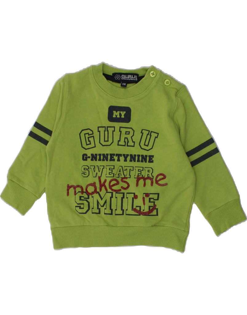 GURU Baby Boys Graphic Sweatshirt Jumper 6-9 Months Green Cotton | Vintage Guru | Thrift | Second-Hand Guru | Used Clothing | Messina Hembry 
