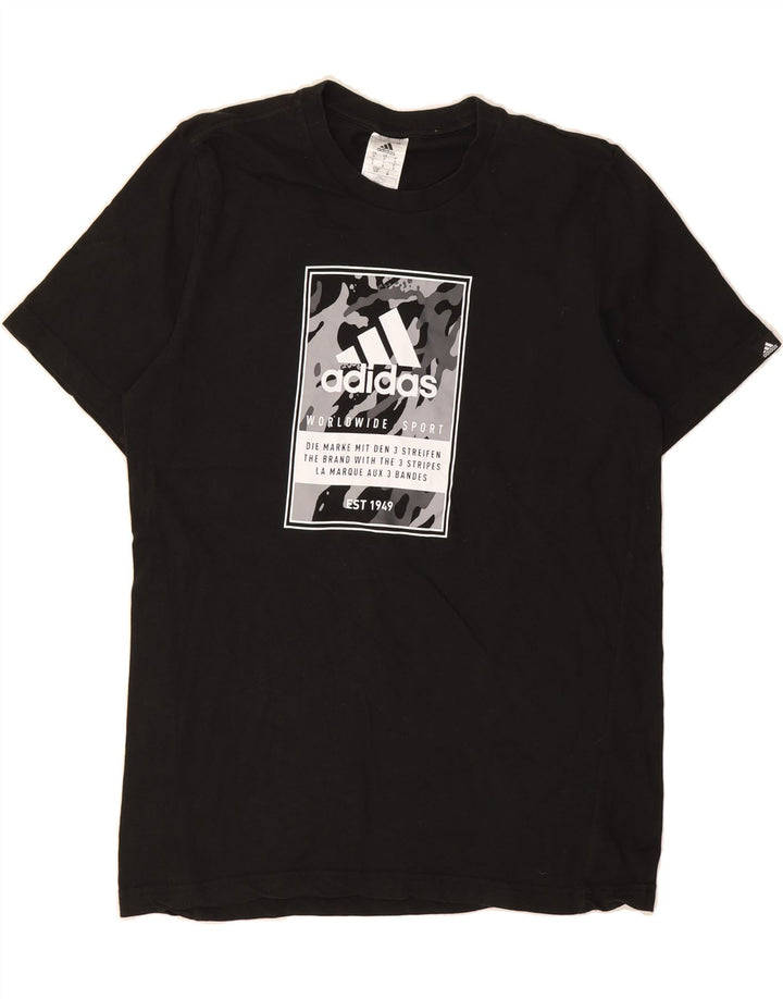 ADIDAS Mens Graphic T-Shirt Top Small Black Cotton Vintage Adidas and Second-Hand Adidas from Messina Hembry 