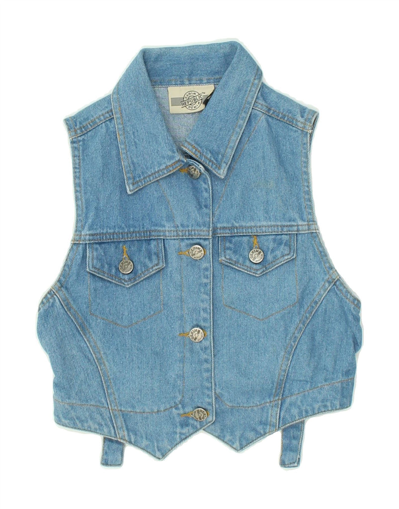 VINTAGE Girls Denim Waistcoat 10-11 Years Medium Blue Cotton | Vintage Vintage | Thrift | Second-Hand Vintage | Used Clothing | Messina Hembry 