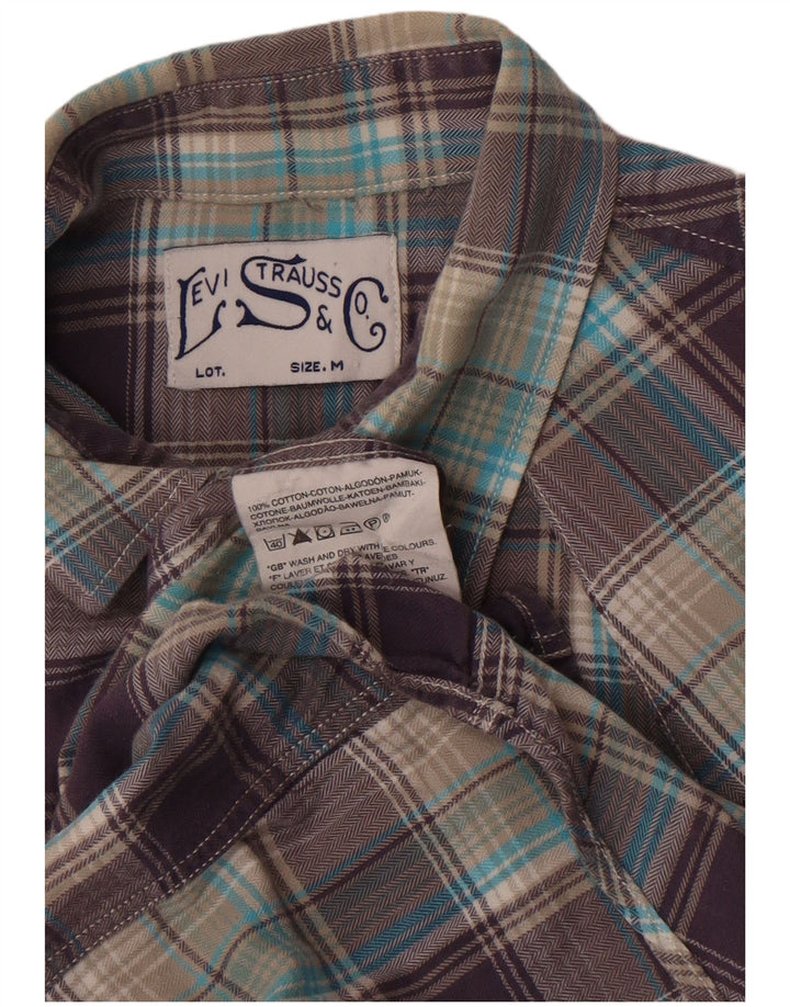 Levi's Mens Short Sleeve Shirt Medium Purple Check Cotton