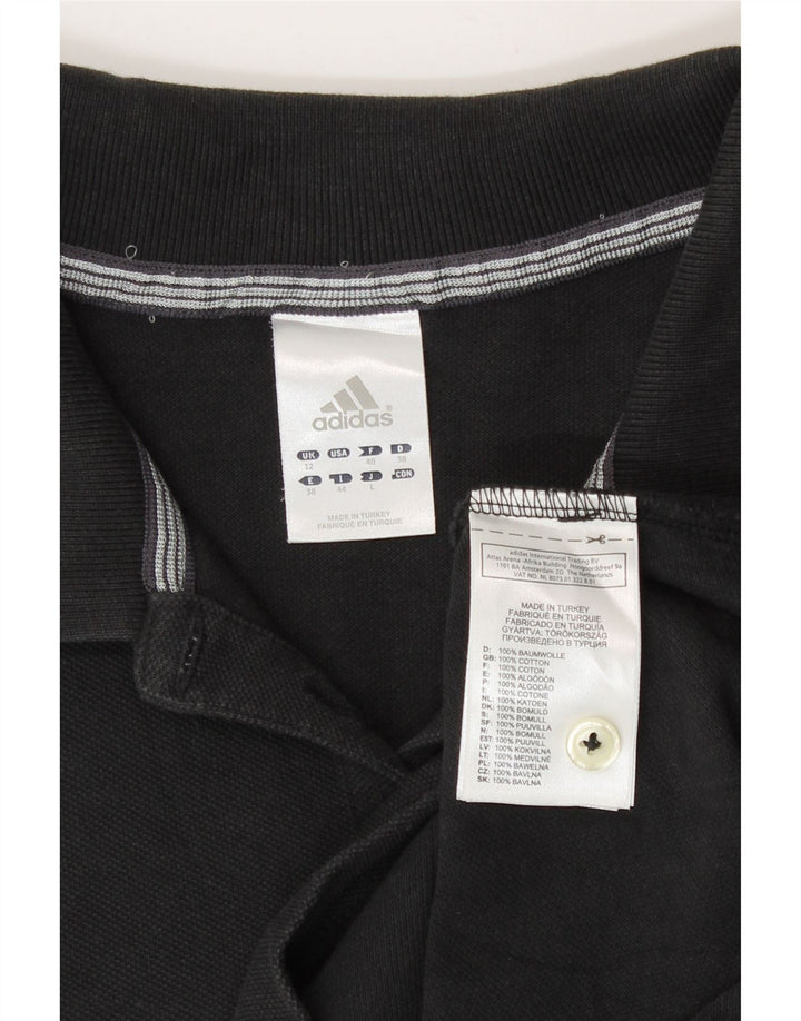 Adidas Womens Polo Shirt UK 12 Medium Black Cotton