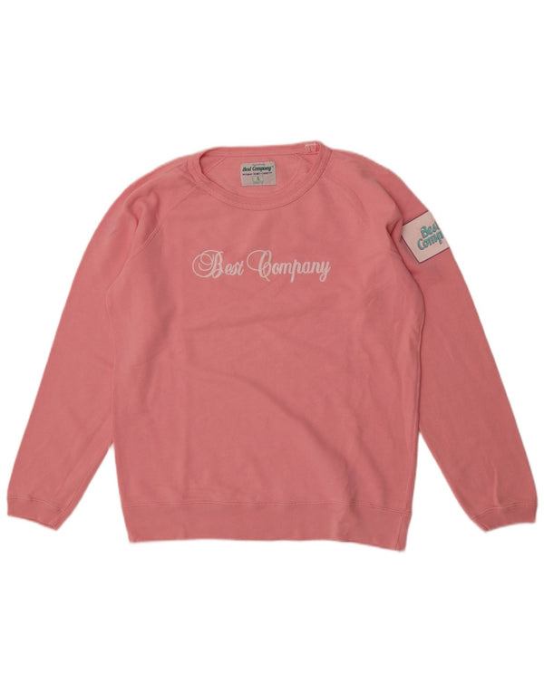 Best Company Womens Graphic Oversized Sweatshirt Jumper UK 10 Small Pink