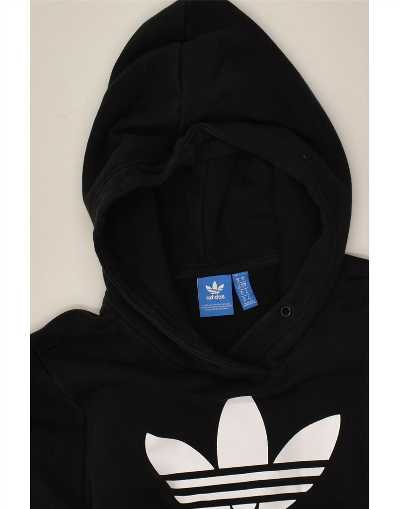 ADIDAS Womens Graphic Hoodie Jumper UK 10 Small Black Cotton | Vintage Adidas | Thrift | Second-Hand Adidas | Used Clothing | Messina Hembry 