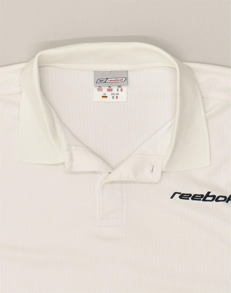 REEBOK Mens Polo Shirt XL White Polyester | Vintage Reebok | Thrift | Second-Hand Reebok | Used Clothing | Messina Hembry 