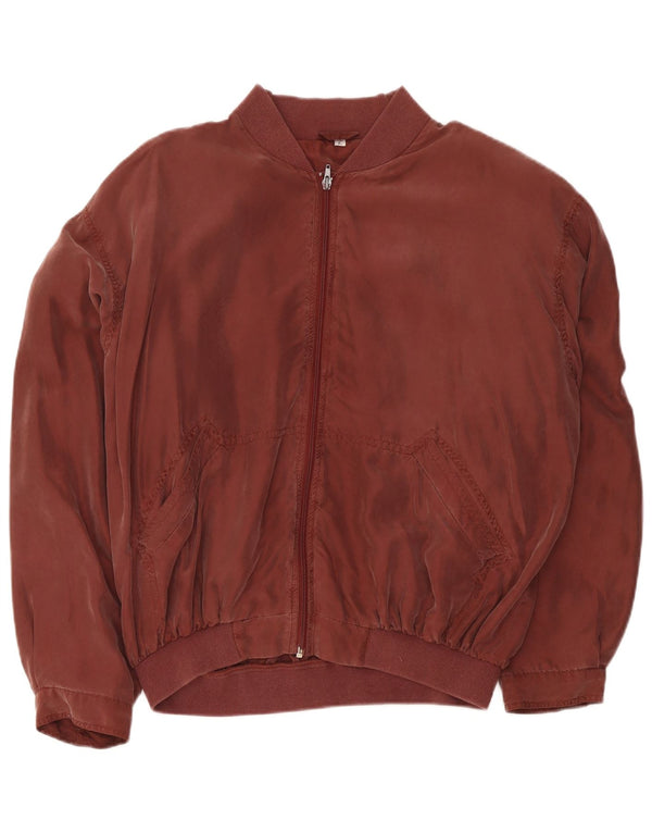 Cacharel Mens Loose Fit Bomber Jacket UK 40 Large Burgundy Silk
