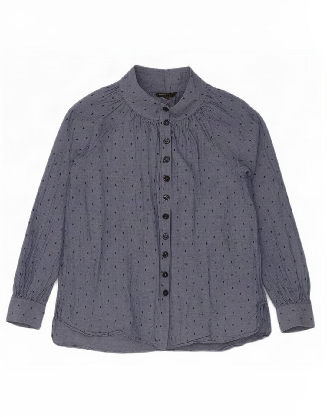 Massimo Dutti Womens Shirt Blouse EU 40 Medium Blue Geometric Cotton