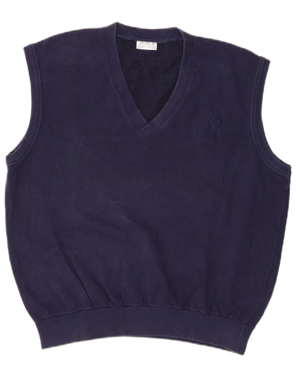 Sergio Tacchini Mens Vest Tank Top Medium Navy Blue Cotton
