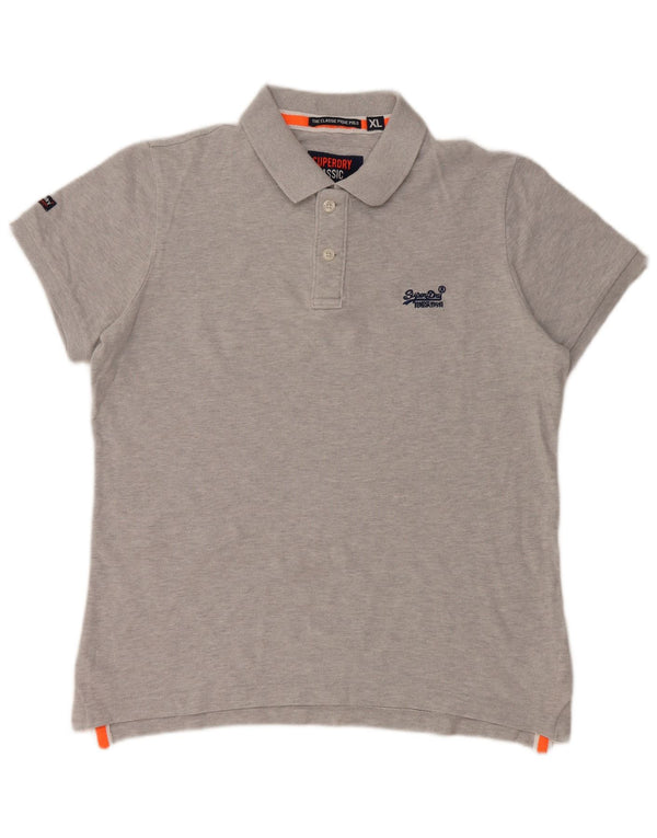 Superdry Mens The Classic Polo Polo Shirt XL Grey Cotton
