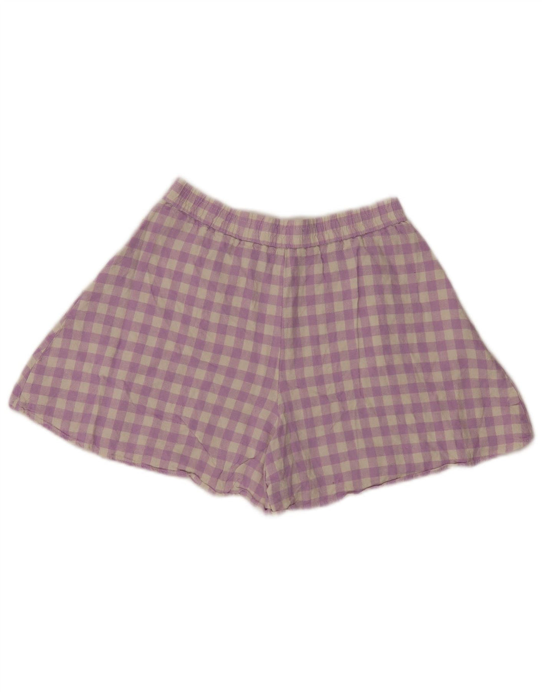 Zara Womens Casual Shorts Small W26  Purple Gingham Linen