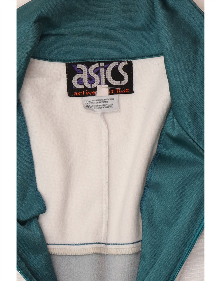 Asics Mens Graphic Tracksuit Top Jacket IT 48 Medium Green Colourblock