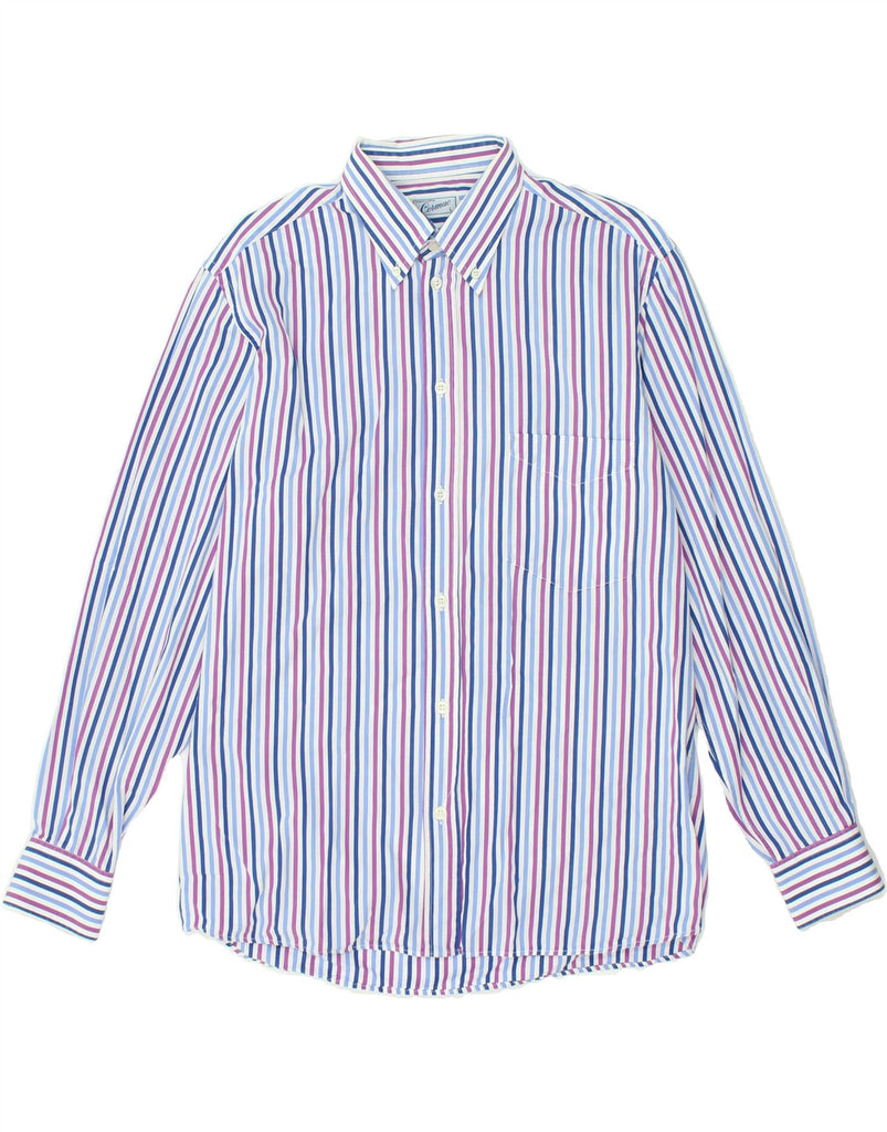 VINTAGE Mens Shirt Large Multicoloured Striped Cotton | Vintage Vintage | Thrift | Second-Hand Vintage | Used Clothing | Messina Hembry 