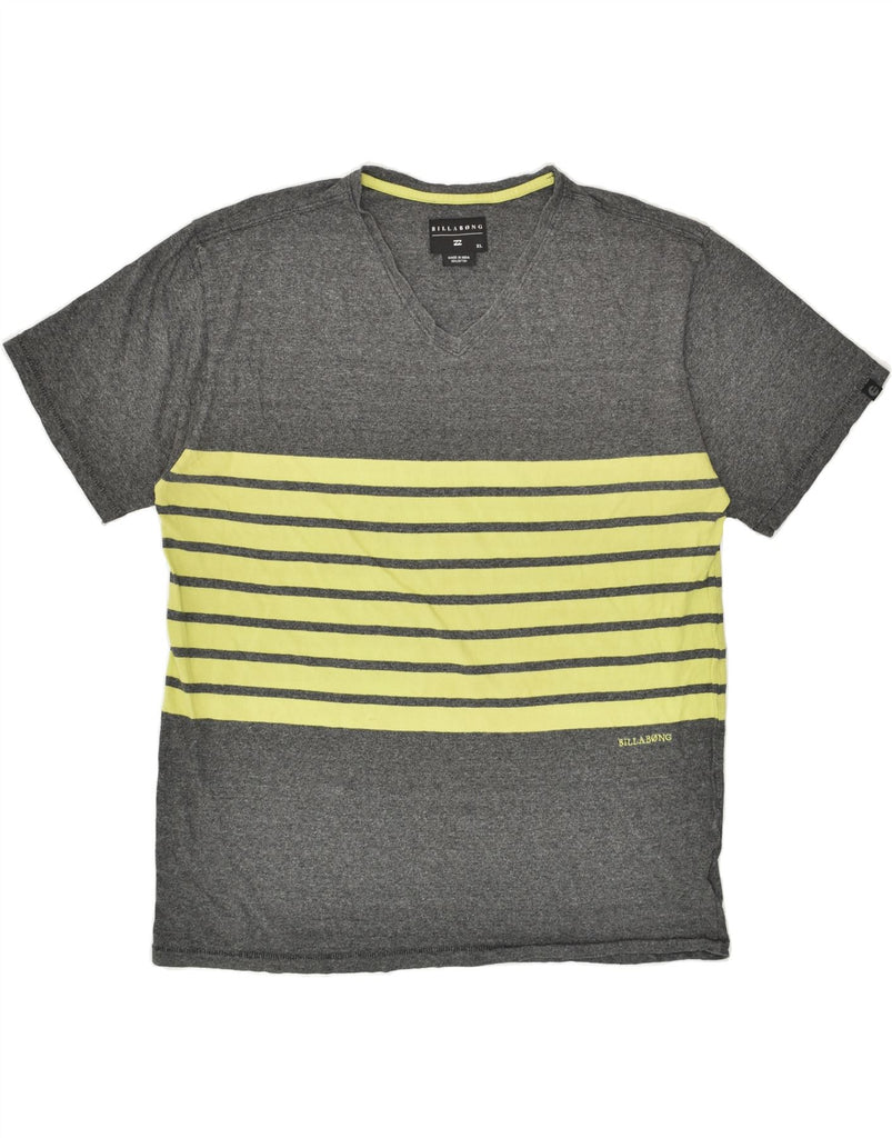 BILLABONG Mens T-Shirt Top XL Grey Striped Cotton | Vintage Billabong | Thrift | Second-Hand Billabong | Used Clothing | Messina Hembry 