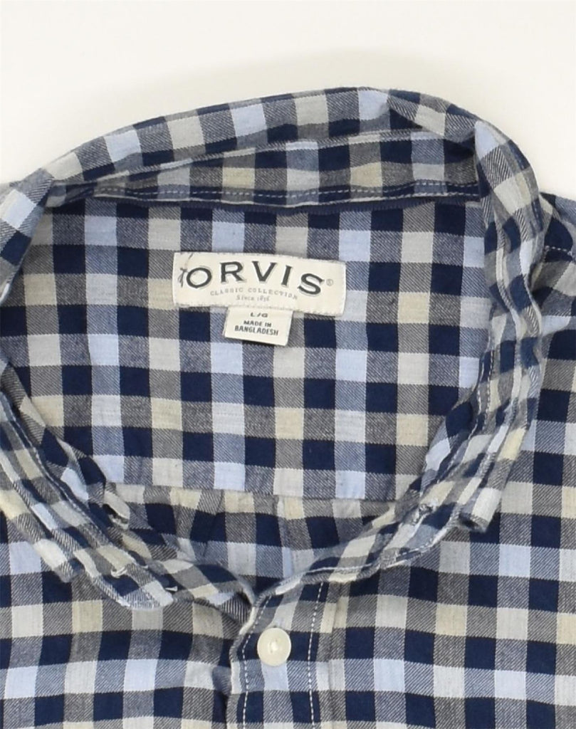 ORVIS Mens Shirt Large Blue Check Cotton | Vintage Orvis | Thrift | Second-Hand Orvis | Used Clothing | Messina Hembry 