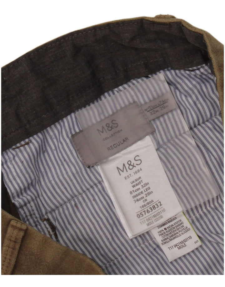 Marks & Spencer Womens Regular Chino Trousers W32 L29 Beige Cotton