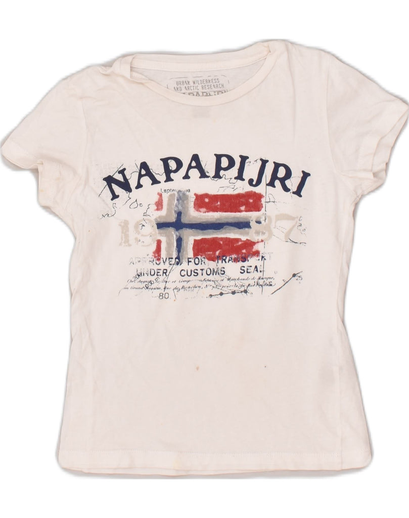 NAPAPIJRI Boys Graphic T-Shirt Top 5-6 Years Off White Cotton | Vintage Napapijri | Thrift | Second-Hand Napapijri | Used Clothing | Messina Hembry 