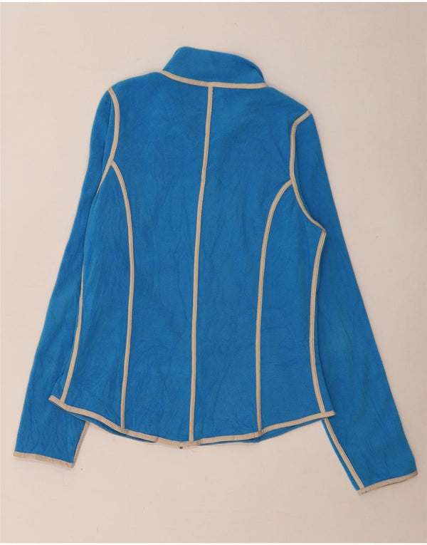 SERGIO TACCHINI Womens Fleece Jacket UK 14 Large Blue Striped Polyester