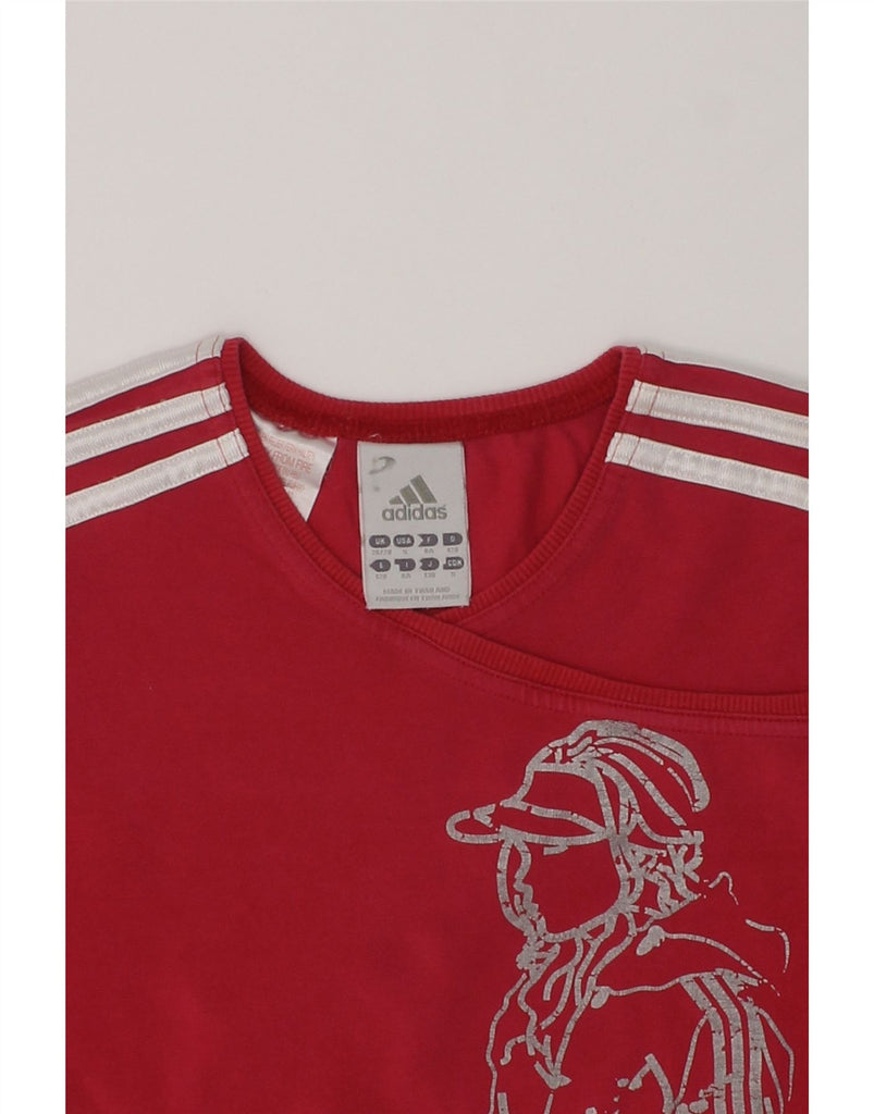 ADIDAS Girls Graphic Top Long Sleeve 7-8 Years Red Cotton | Vintage Adidas | Thrift | Second-Hand Adidas | Used Clothing | Messina Hembry 