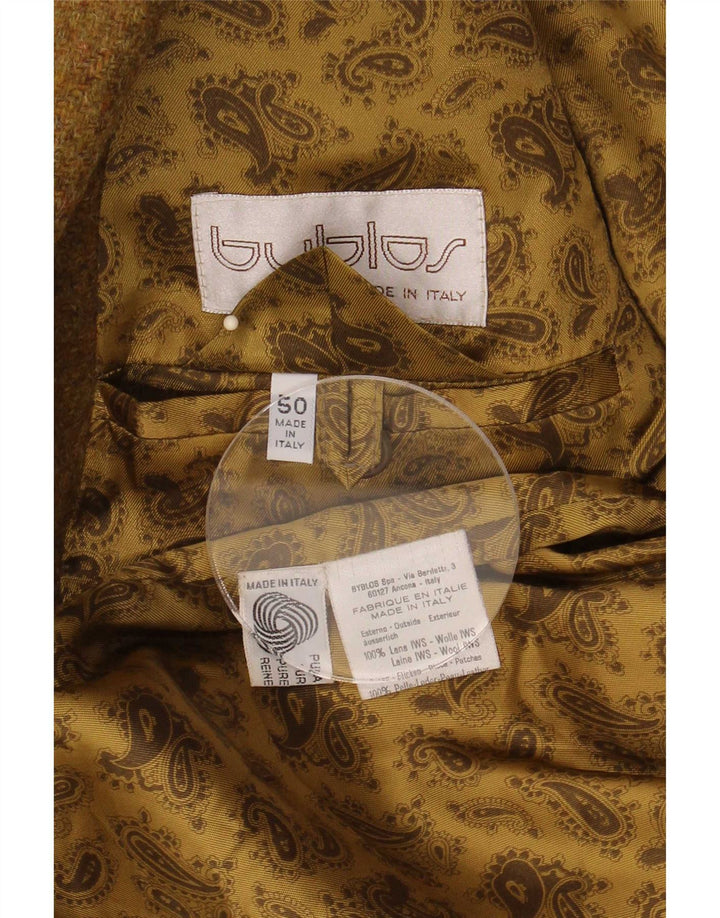 Byblos Mens 3 Button Blazer Jacket IT 50 Large Khaki Wool