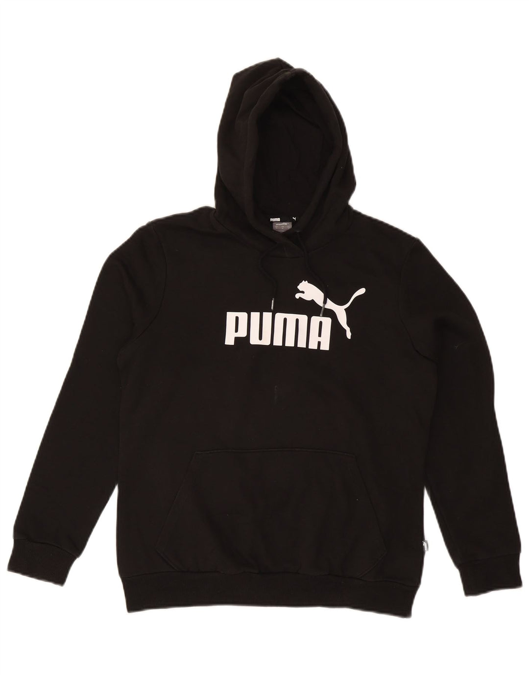 PUMA Womens Graphic Hoodie Jumper UK 14 Medium Black Cotton