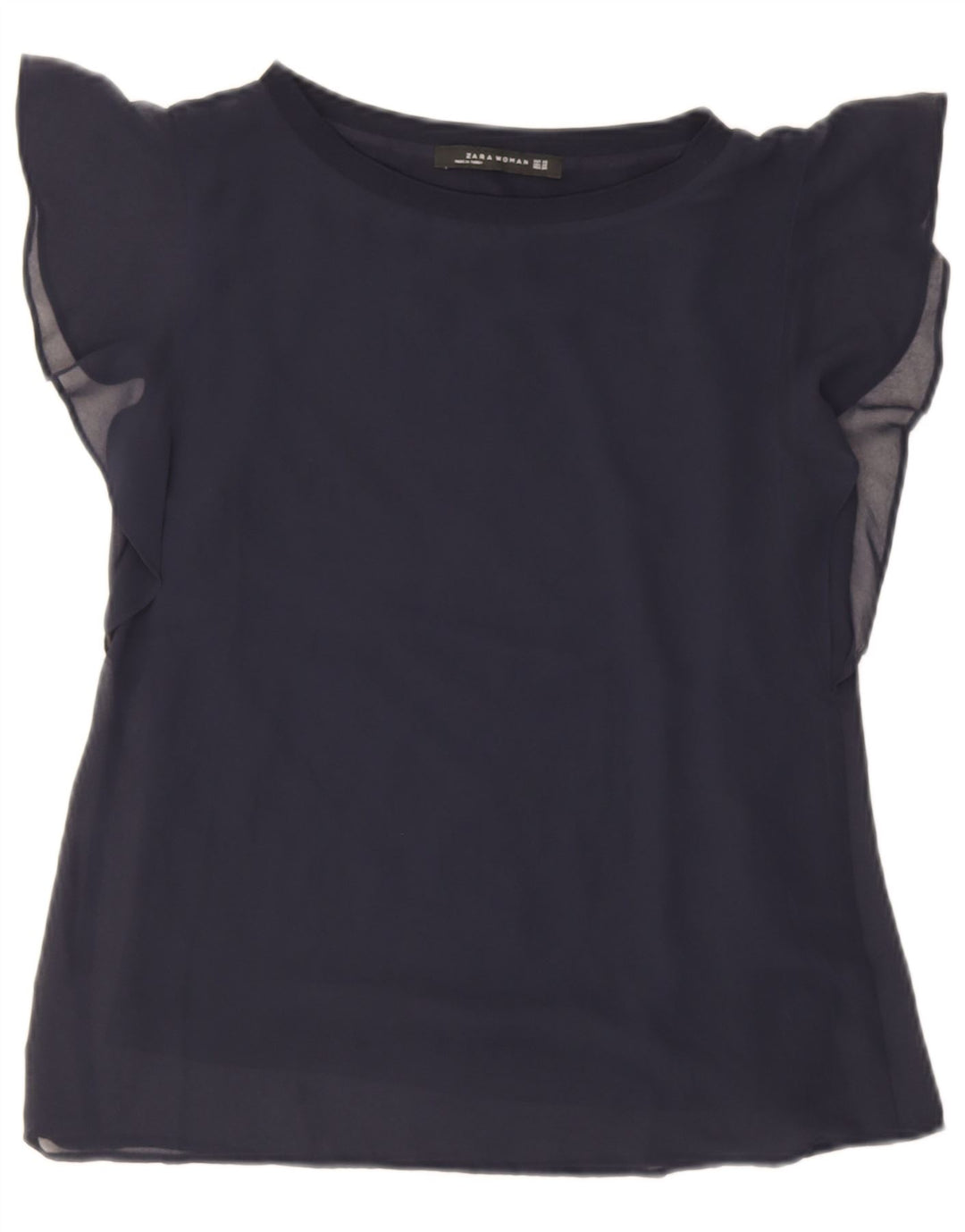 Zara Womens Oversized Blouse Top UK 6 XS Navy Blue Viscose
