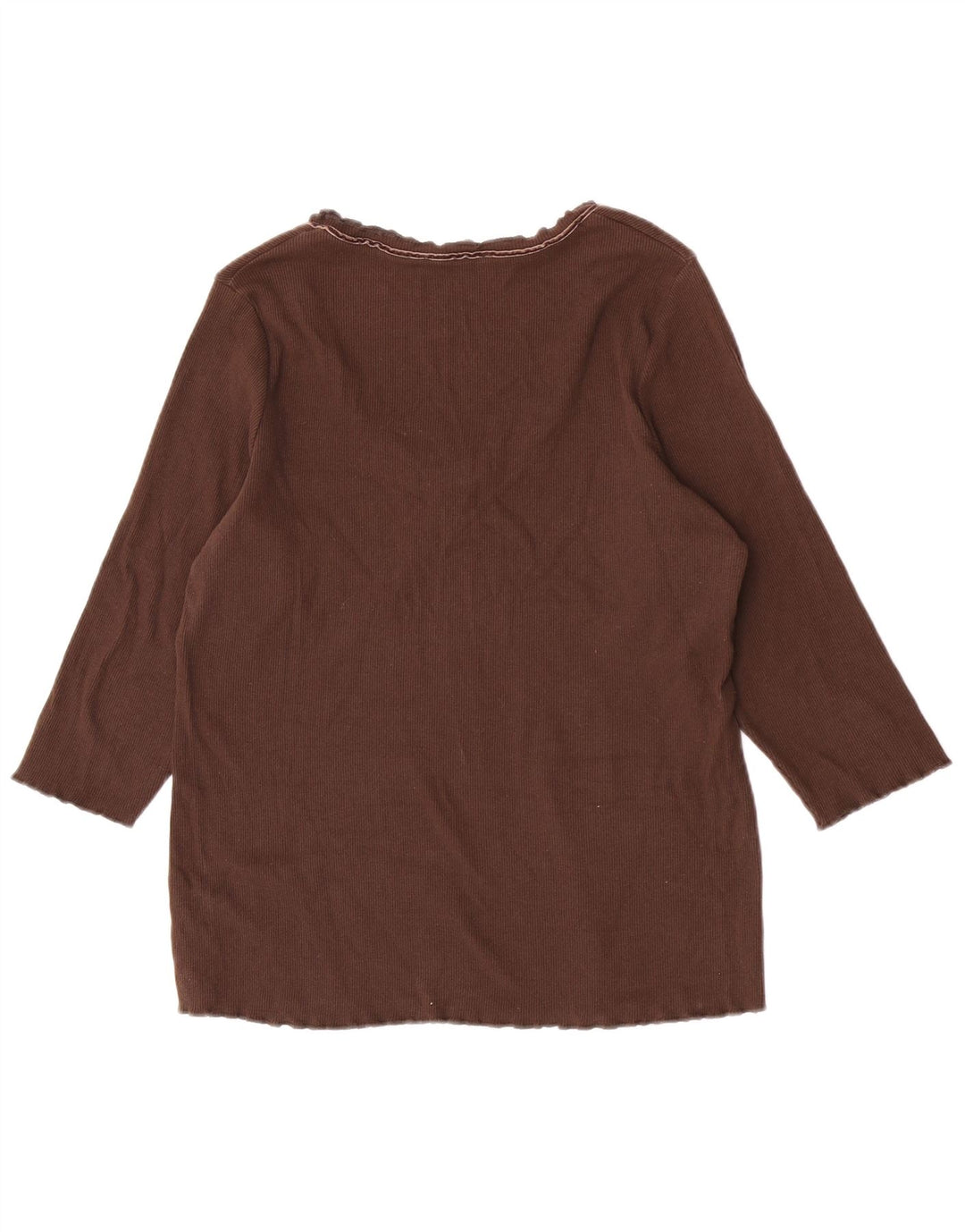 Marks & Spencer Womens Top 3/4 Sleeve UK 16 Large Brown Cotton