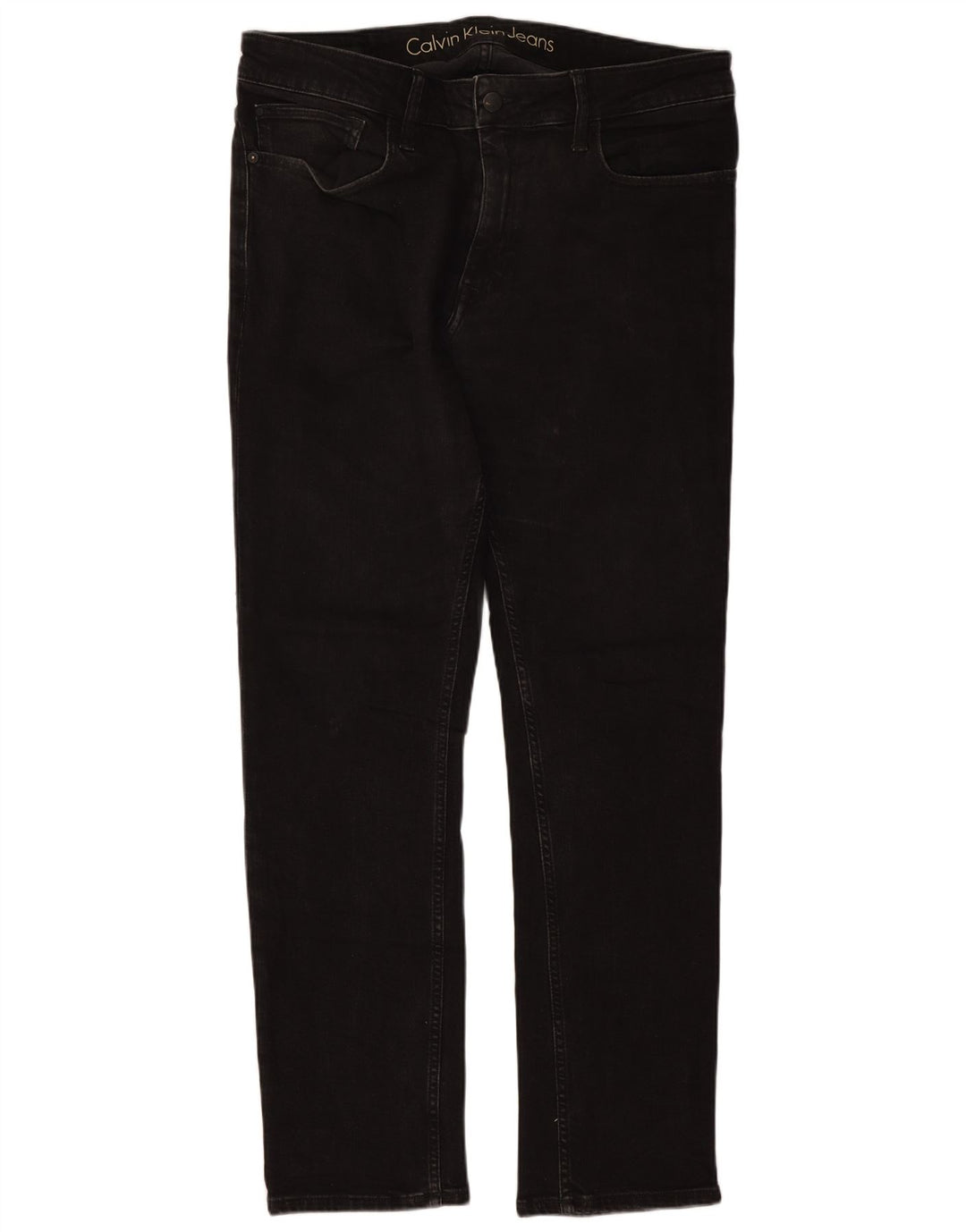 Calvin Klein Mens Straight Jeans W34 L30 Black Cotton