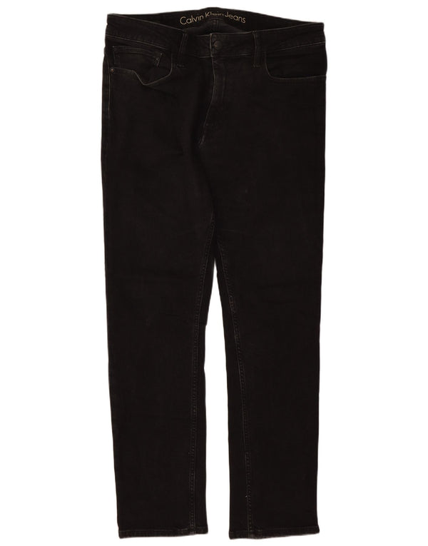 Calvin Klein Mens Straight Jeans W34 L30 Black Cotton