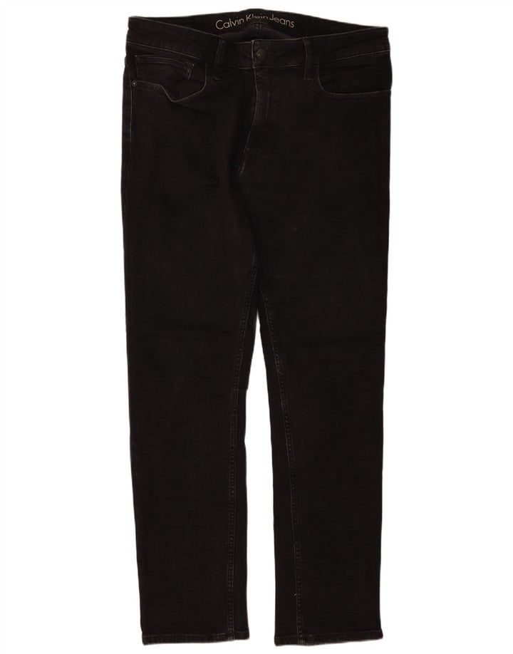 Calvin Klein Mens Straight Jeans W34 L30 Black Cotton
