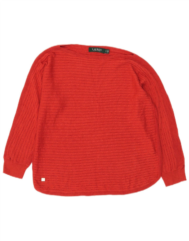 Ralph Lauren Womens Top 3/4 Sleeve UK 10 Small Red Lyocell