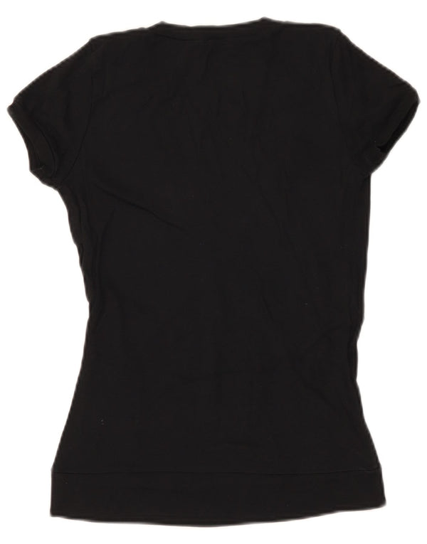 Benetton Womens T-Shirt Top UK 8 Small Black Cotton