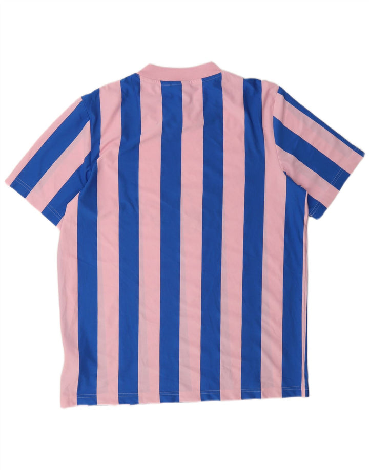 Adidas Mens Graphic T-Shirt Top Medium Pink Striped Polyester