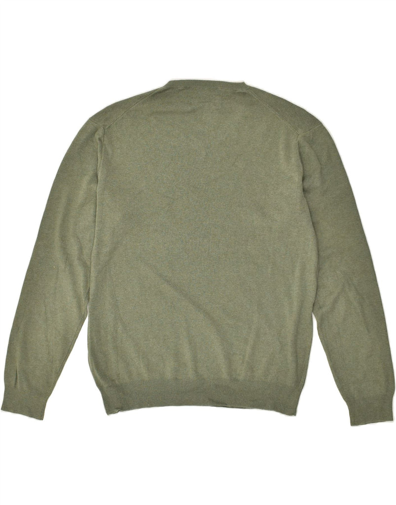 POLO RALPH LAUREN Mens V-Neck Jumper Sweater Medium Green Cotton | Vintage Polo Ralph Lauren | Thrift | Second-Hand Polo Ralph Lauren | Used Clothing | Messina Hembry 