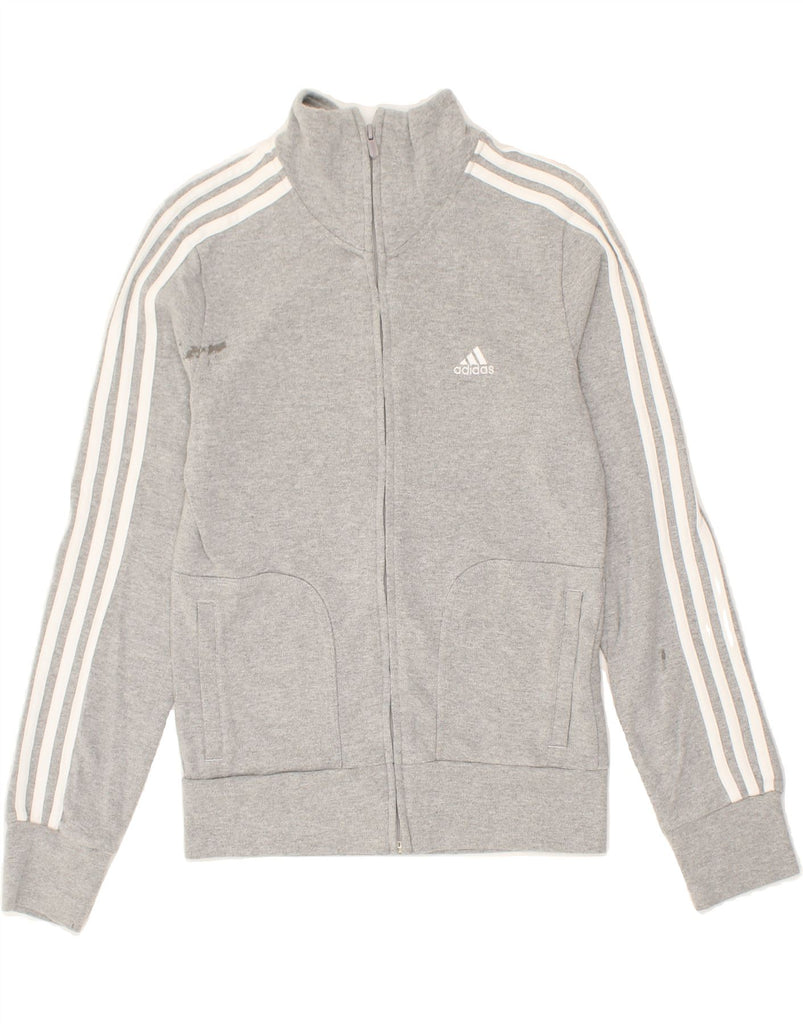 ADIDAS Womens Tracksuit Top Jacket UK 12 Medium Grey Cotton | Vintage Adidas | Thrift | Second-Hand Adidas | Used Clothing | Messina Hembry 