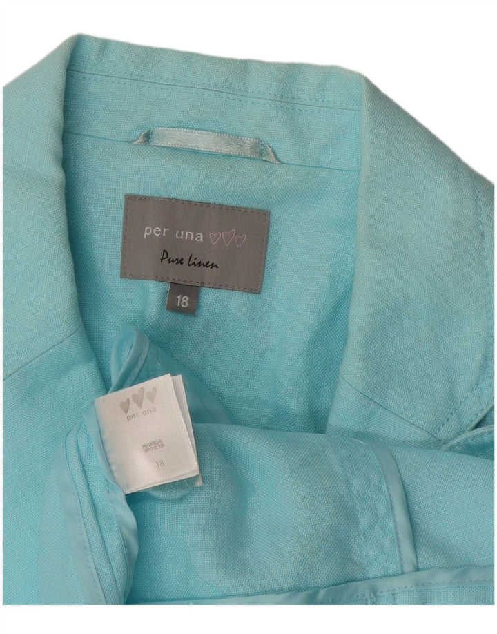 Per Una Womens 4 Button Blazer Jacket UK 18 XL Blue Linen