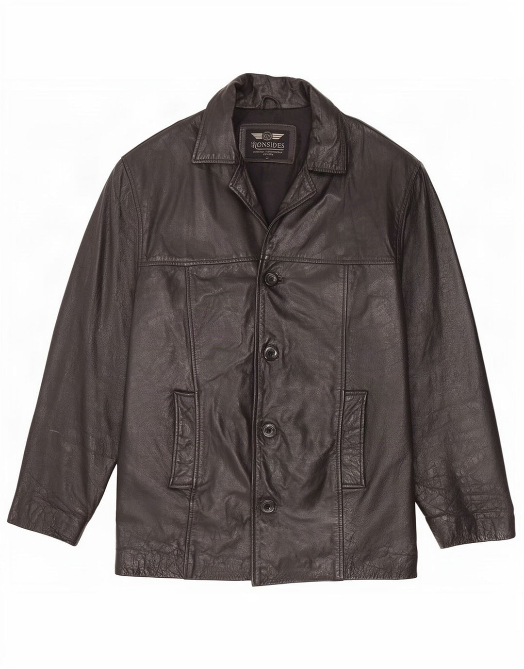 Ironsides Mens Leather Jacket UK 42 XL Black