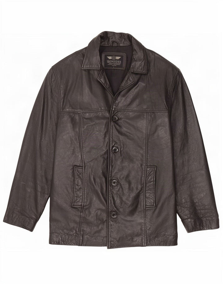 Ironsides Mens Leather Jacket UK 42 XL Black
