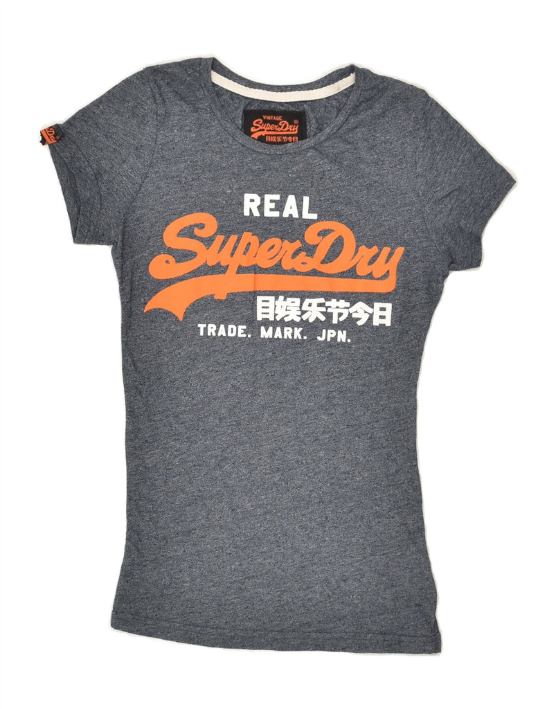 SUPERDRY Womens Graphic T-Shirt Top UK 6 XS Grey Cotton | Vintage Superdry | Thrift | Second-Hand Superdry | Used Clothing | Messina Hembry 