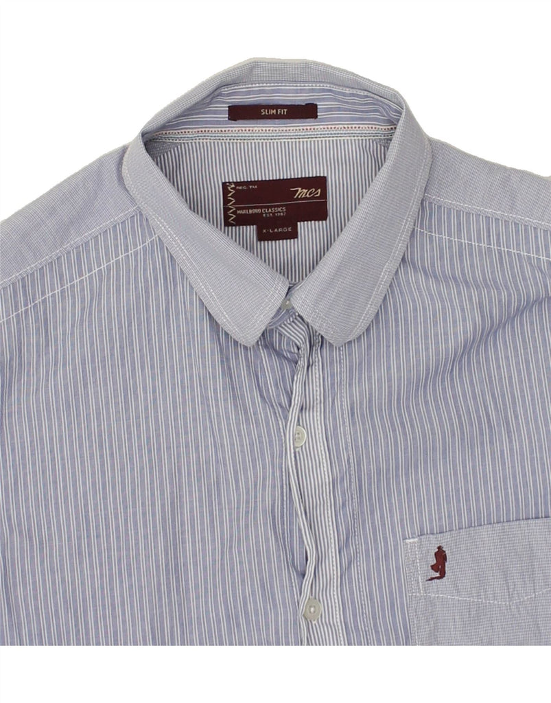MARLBORO CLASSICS Mens Classic Slim Fit Shirt XL Blue Pinstripe Cotton | Vintage Marlboro Classics | Thrift | Second-Hand Marlboro Classics | Used Clothing | Messina Hembry 