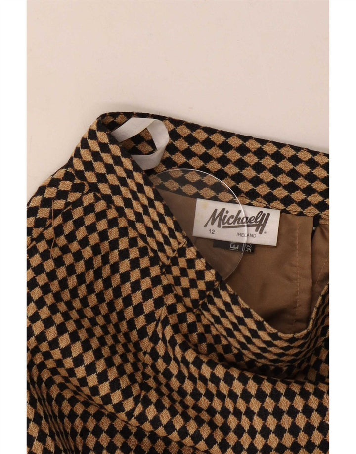 Michael H Womens Pencil Skirt UK 12 Medium W26 Beige Argyle/Diamond Wool