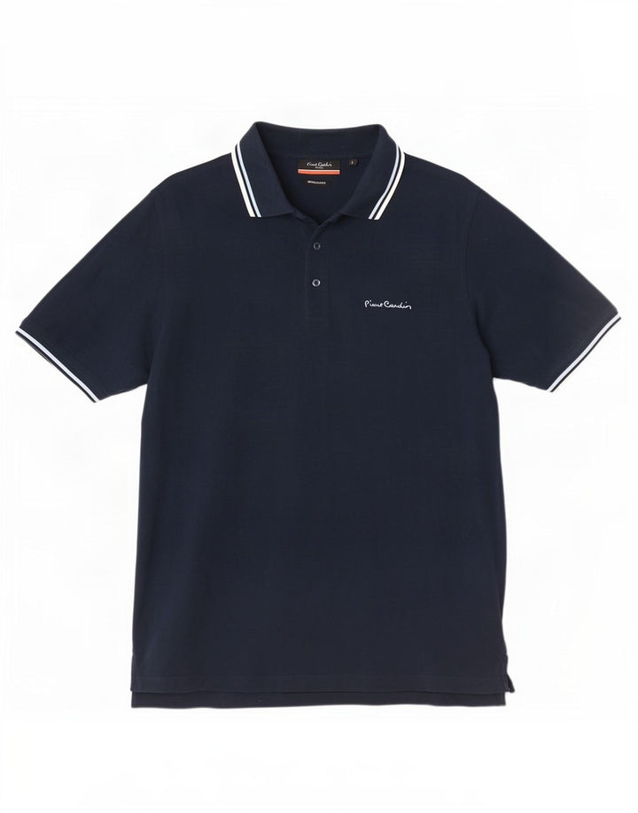 Pierre Cardin Mens Regular Fit Polo Shirt Large Navy Blue Striped