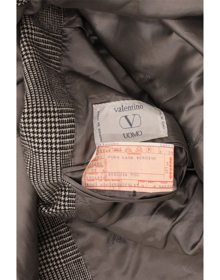 Valentino Mens 2 Button Blazer Jacket IT 54 2XL Grey Houndstooth