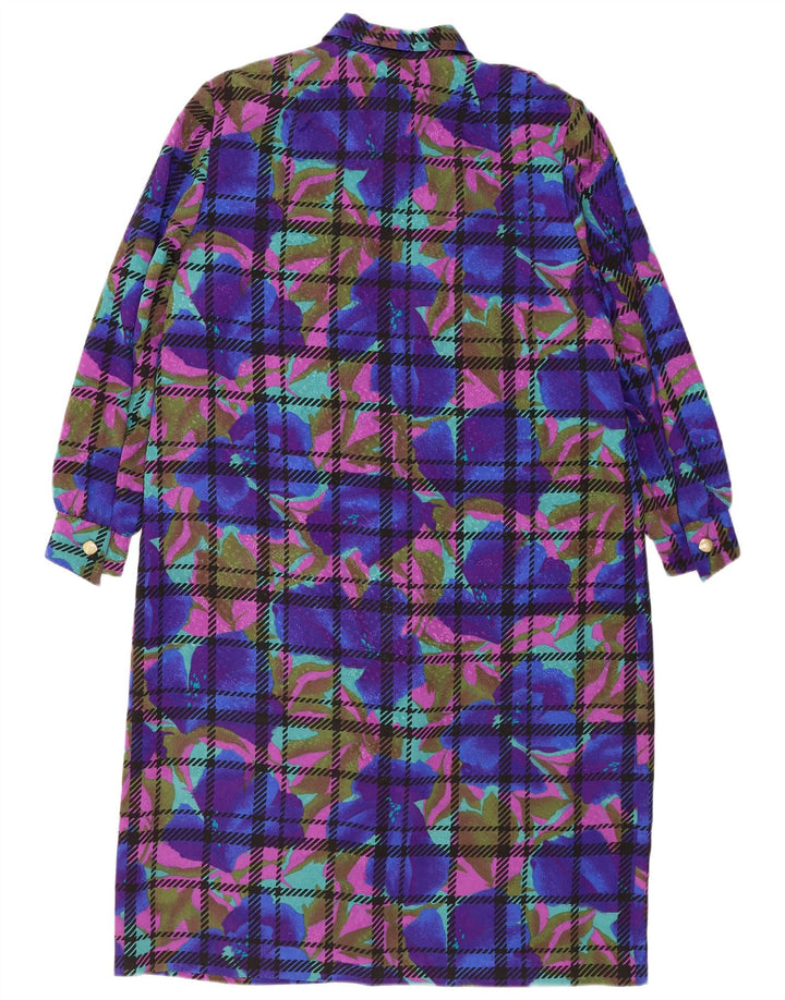 Vintage Womens Abstract Pattern Pullover Shirt Dress IT 52 2XL Blue