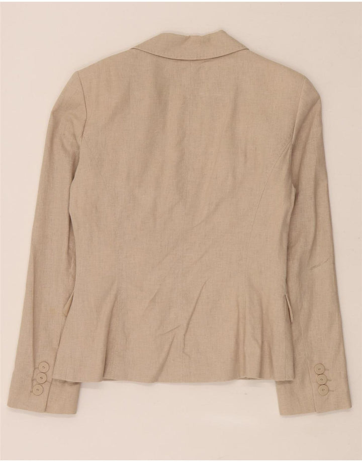 Marks & Spencer Womens 5 Button Blazer Jacket UK 10 Small Beige Linen