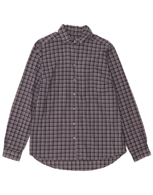 MARLBORO CLASSICS Womens Shirt IT 44 Medium Navy Blue Check Cotton